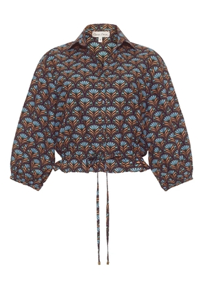Cara Cara Hutton shell-print drawstring blouse - Blue