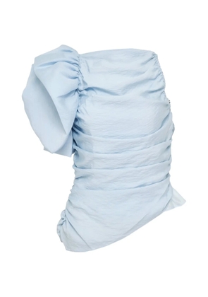pushBUTTON gathered one-shoulder top - Blue