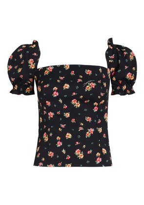 Dolce & Gabbana floral puff-sleeve blouse - Black