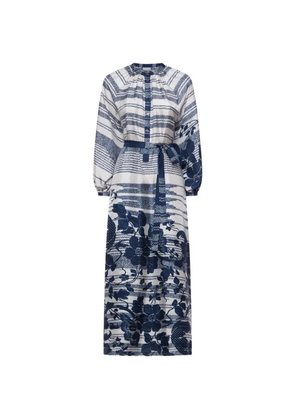 Pierre-Louis Mascia Aloe belted floral-print midi shirt dress - Blue