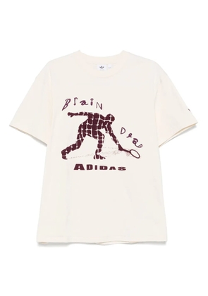 adidas x Brain Dead flocked-logo T-shirt - Neutrals