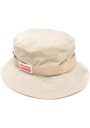 Kenzo side logo-patch detail bucket hat - Neutrals