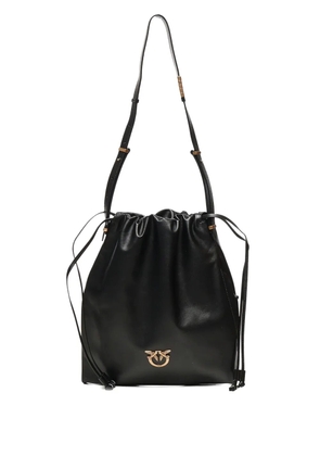 PINKO drawstring leather shoulder bag - Black
