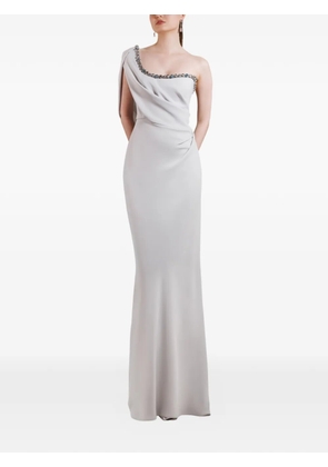 Gemy Maalouf one-shoulder beaded-neckline maxi dress - Grey
