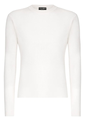 Dolce & Gabbana ribbed silk crew neck jumper - White