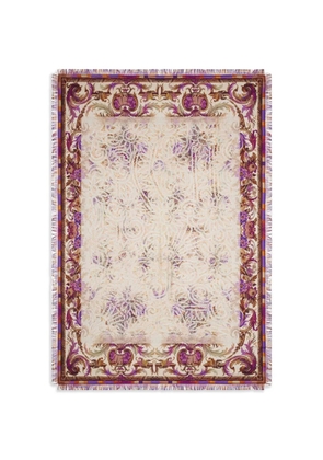 Pierre-Louis Mascia Aloeuw baroque-patterned fringed silk scarf - Neutrals