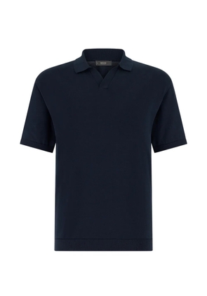 Boggi Milano open-neck knitted polo shirt - Blue