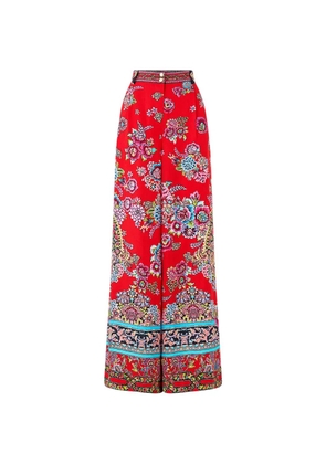Camilla waisted wide-leg trousers - Red