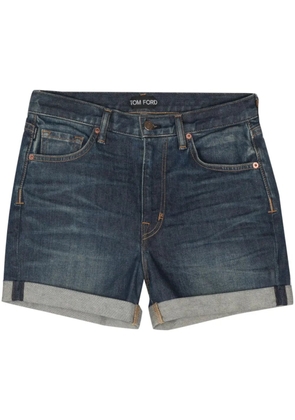 TOM FORD logo-patch denim shorts - Blue