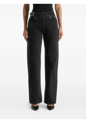 Manière De Voir Joane waist-adjuster twisted-leg washed black jeans