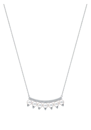 TASAKI 18kt white gold Collection Line Danger plus diamond pavé necklace - Silver