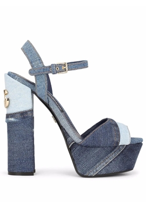 Dolce & Gabbana 145mm patchwork-denim platform sandals - Blue