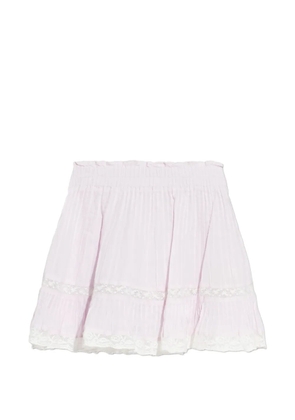 LoveShackFancy Gloriana pleated lace-detail mini skirt - Pink