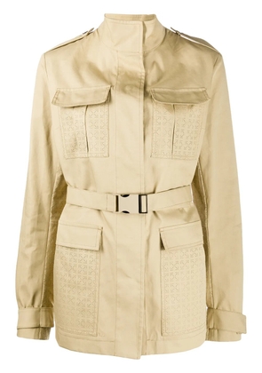 Off-White perforated short trench coat - Neutrals