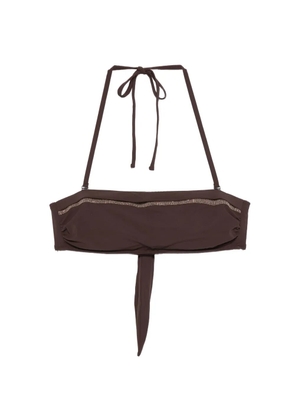 Brunello Cucinelli beaded tie bikini - Brown