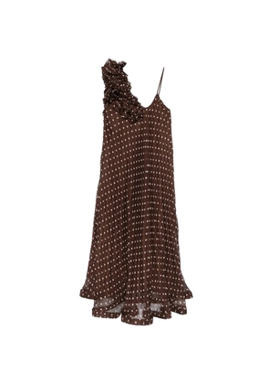 P.A.R.O.S.H. ruffled polka-dot midi dress - Brown