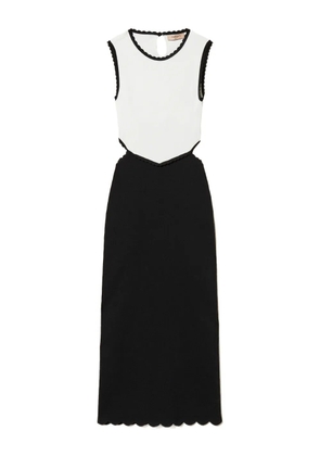 TWINSET scalloped-edge two-tone midi dress - Black