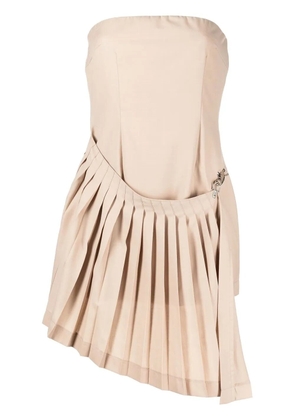 Rokh mini strapless pleated dress - Brown