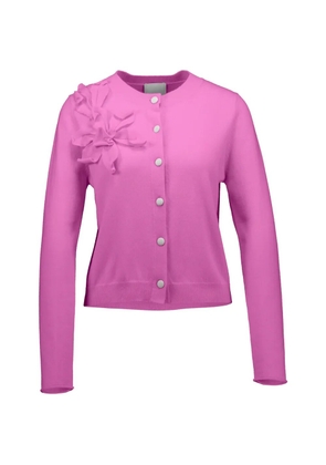 Allude floral-appliqué button cardigan - Pink