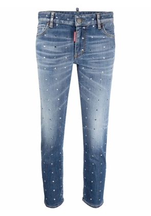 DSQUARED2 crystal-embellished cropped jeans - Blue