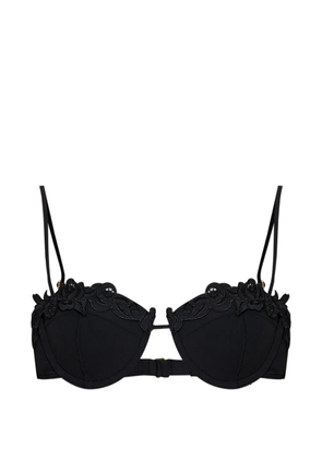 Cult Gaia Greta flower-embroidered bikini top - Black