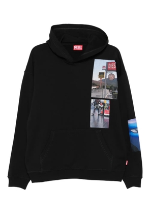 Diesel patchwork-print hoodie - Black