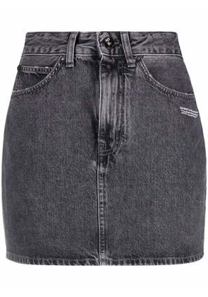 Off-White logo-print denim skirt - Grey
