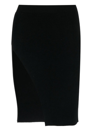 Laneus ribbed-knit asymmetric midi skirt - Black
