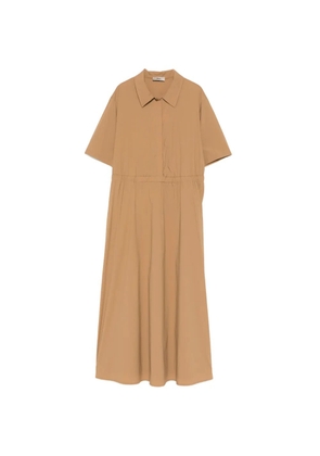 Herno collared gathered midi dress - Neutrals