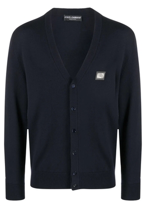 Dolce & Gabbana logo-plaque virgin wool-blend cardigan - Blue