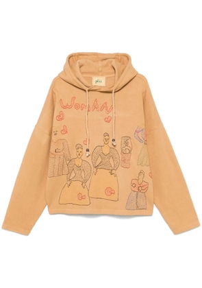 Glass Cypress motif-embroidered hoodie - Brown