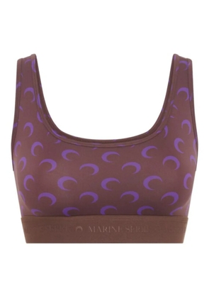 Marine Serre moon-printed sports bra - Brown