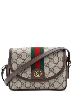 Gucci Pre-Owned Ophidia Flap Shoulder Bag GG Coated Canvas Mini crossbody bag - Brown