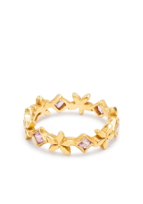 Cathy Waterman 22kt gold Flower Element pink sapphires ring