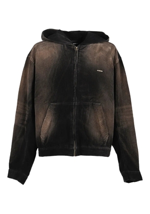 We11done corduroy zip-up hooded jacket - Black