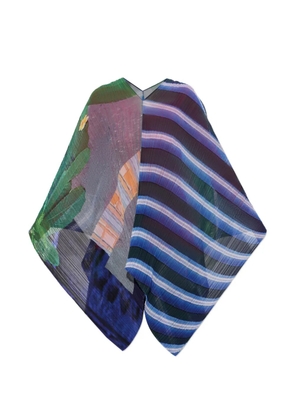 Pleats Please Issey Miyake pleated-patterned poncho - Blue