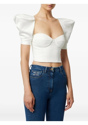 Elisabetta Franchi balloon-sleeve bustier top - White
