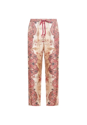 Pierre-Louis Mascia floral-pattern drawstring-fastening trousers - Neutrals