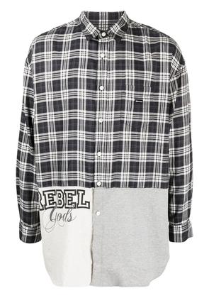 Undercoverism patchwork plaid long-sleeve shirt - Grey
