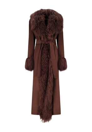 Giuseppe Di Morabito faux-fur collar belted coat - Brown