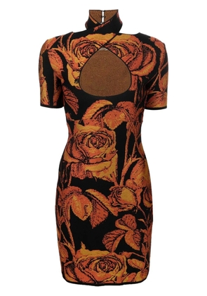 Roberto Cavalli floral jacquard mini dress - Black