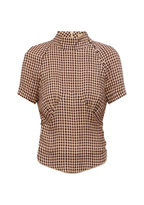 KNWLS check short-sleeve top - Neutrals