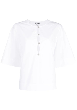 GANNI cut-out poplin blouse - White