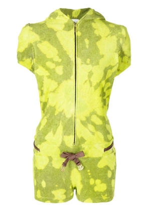 Stain Shade tie-dye hooded playsuit - Green