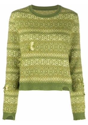 Maison Margiela Fair Isle distressed-finish jumper - Green