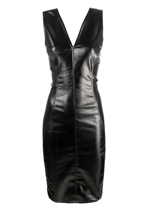 Rick Owens glossy-finish V-neck dress - Black