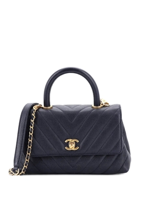 CHANEL Pre-Owned Coco Top Handle Bag Chevron Caviar Mini shoulder bag - Blue