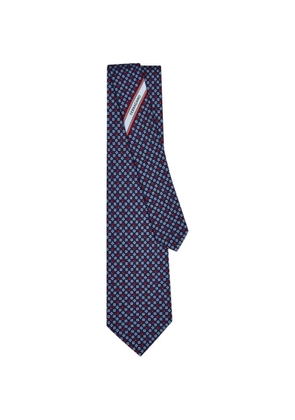 Ferragamo Gancini flower print silk tie - Blue