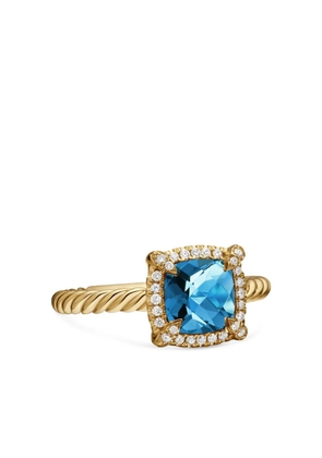 David Yurman 18kt yellow gold Petite Chatelaine topaz and diamond ring (7mm) - Blue