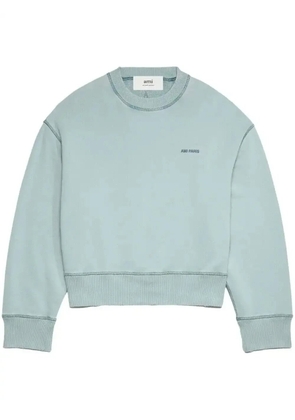 AMI Paris embroidered-logo cotton sweatshirt - Blue